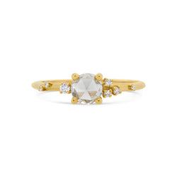 Rose cut round diamond 18ct yellow gold ring