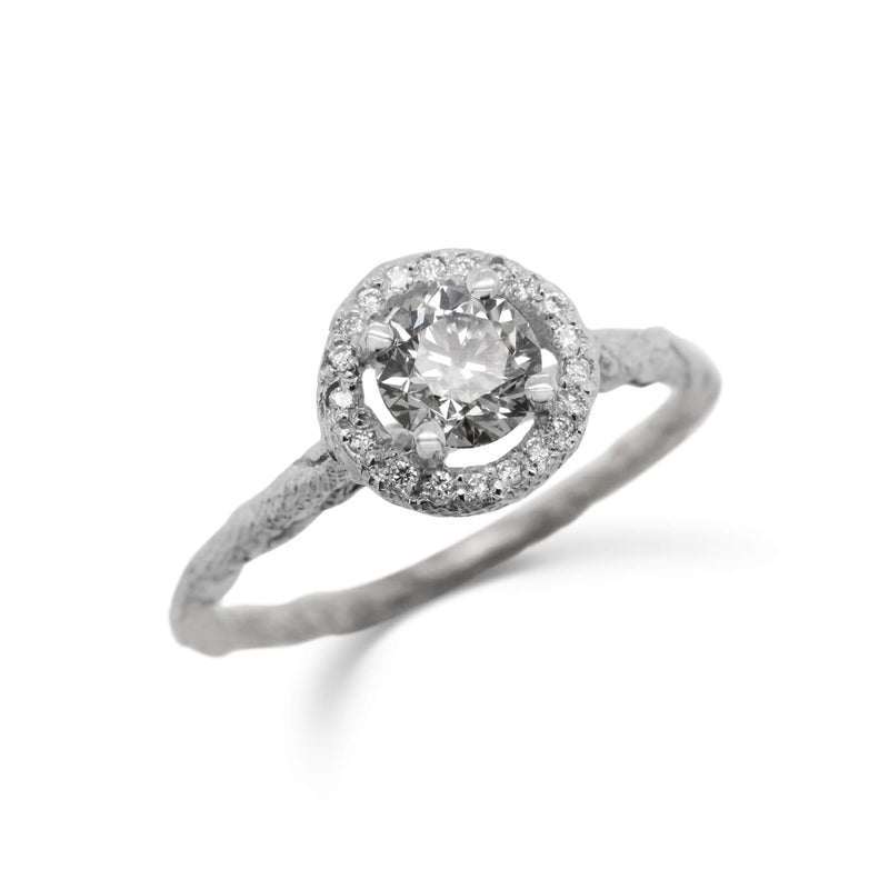Hola Ring handmade in platinum with brilliant white diamond