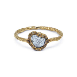 Blue diamond slice ring in 18ct yellow gold