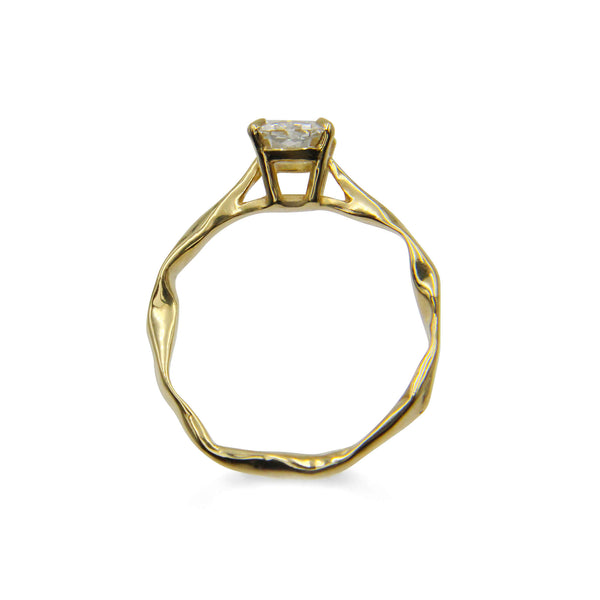 Cushion white diamond ring 18ct yellow gold