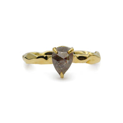 Pear shape grey diamond ring 18ct yellow