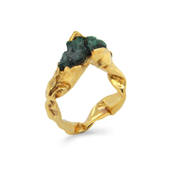 CRUSH Green Malachite Statement Ring  - Gold