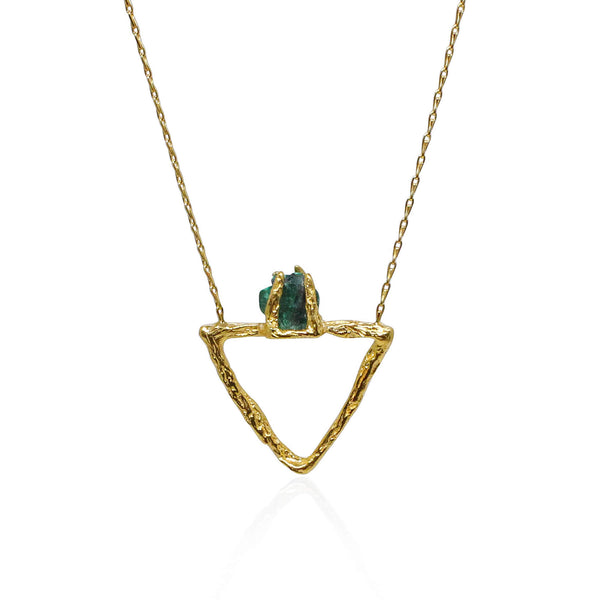 Malachite Small Delta Gold Necklace