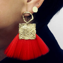 CANVAS Statement FAN BRUSH EARRINGS large circle-RED