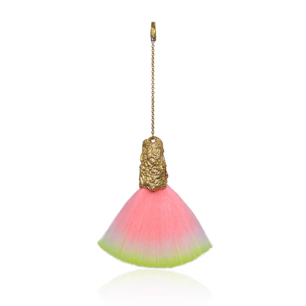 CANVAS dangle earrings fan brush small single-neon pink & yellow