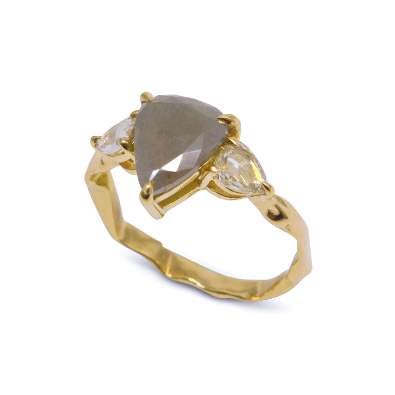 Pear shape grey diamond ring