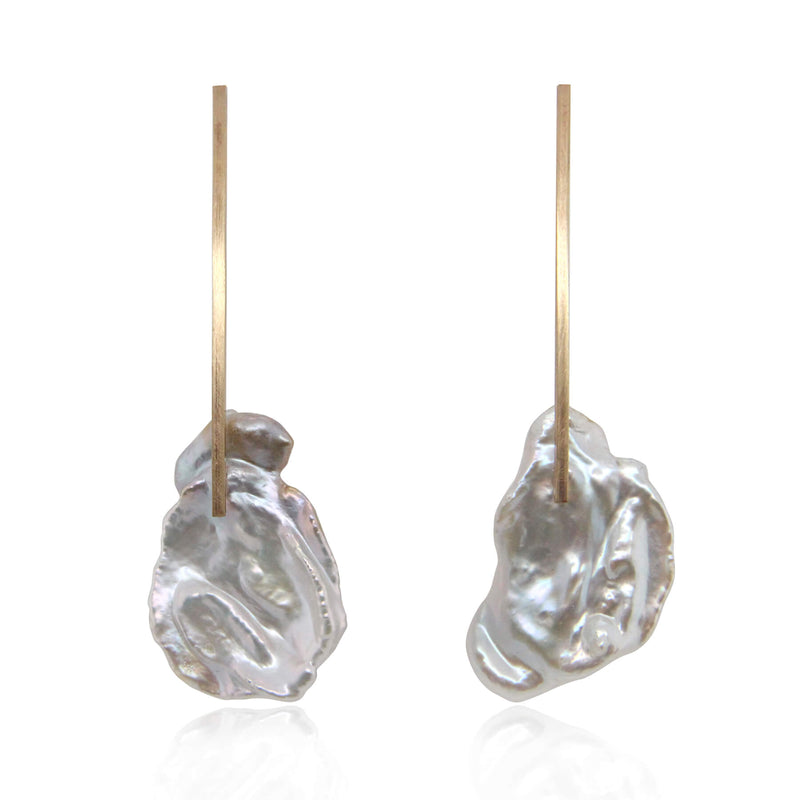 Large Keshi pearl earrings