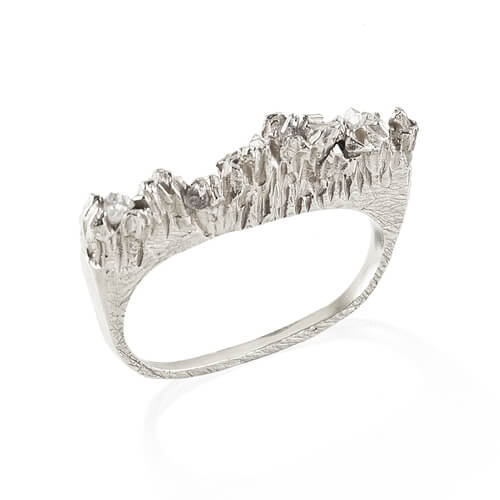 UNDER EARTH 2 FINGERS RING - SILVER