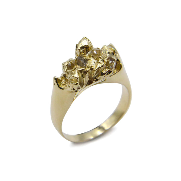 Under Earth Half texture ring 9ct gold