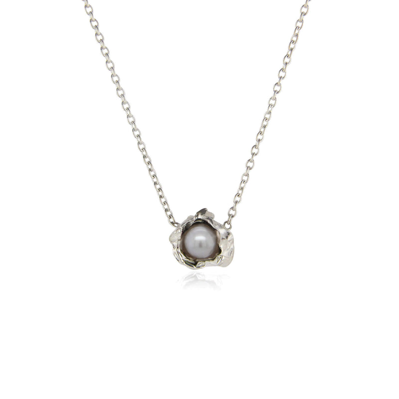 Silver pearl crush silver necklace