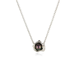 Peacock pearl crush silver necklace
