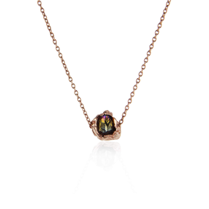Titanium quartz rose gold crush necklace