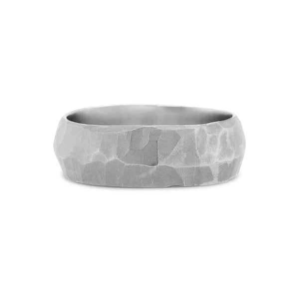 Faceted handcrafted wide band in Matte finishing
