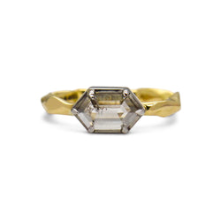 Hexagon diamond 18ct yellow gold and platinum setting ring